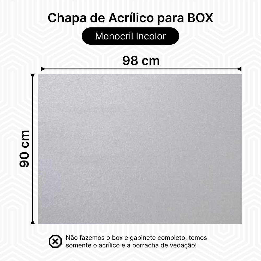 Chapa De Acrílico Box E Gabinetes 90x98 Monocril Incolor
