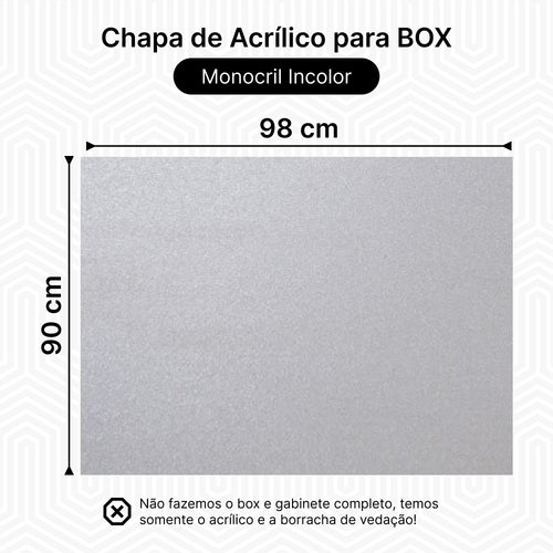 Chapa De Acrílico Box E Gabinetes 90x98 Monocril Incolor