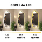 Espelho Orgânico 110X50cm de LED em Forma de Onda 3mm Lapidado de Corpo Inteiro Arte Moderna Sala de Estar/Quarto/Salão