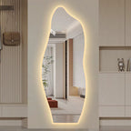 Espelho Orgânico 110X50cm de LED em Forma de Onda 3mm Lapidado de Corpo Inteiro Arte Moderna Sala de Estar/Quarto/Salão