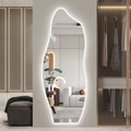 Espelho Orgânico 110X50cm de LED em Forma de Onda 3mm Lapidado de Corpo Inteiro Arte Moderna Sala de Estar/Quarto/Salão